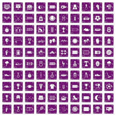 100 Stadyumu simgeler grunge mor ayarla