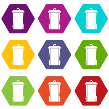 Renk altı yüzlü çöp kutusu simgesini ayarla