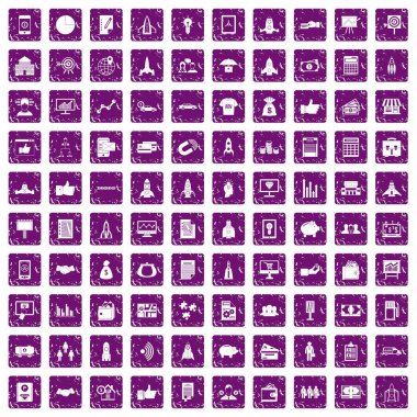 100 başlangıç simgeleri grunge mor ayarla