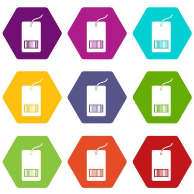 Barkod simge kümesi renk altı yüzlü ile etiket