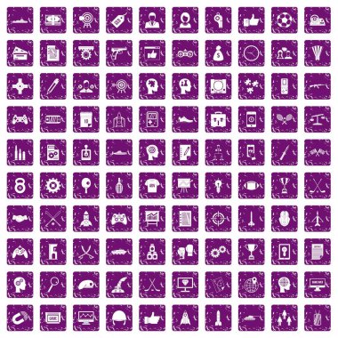 100 strateji simgeler grunge mor ayarla