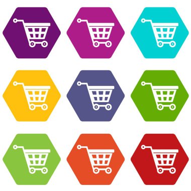 Renk altı yüzlü sepet tekerlekler simgesini ayarla