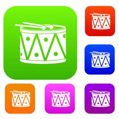 Davul ve sopaları renk koleksiyonu ayarla