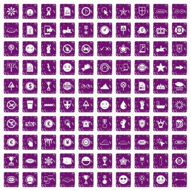 100 sembol simgeler grunge mor ayarla