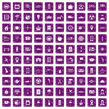 100 taksi simgeler grunge mor ayarla