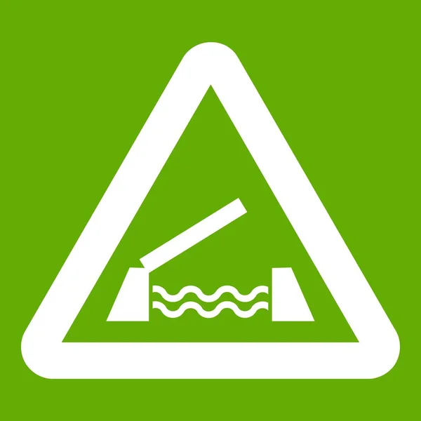 Hijs brug teken waarschuwingspictogram groen — Stockvector