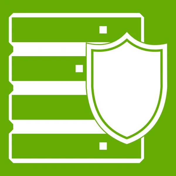 Database met groene pictogram van het schild — Stockvector