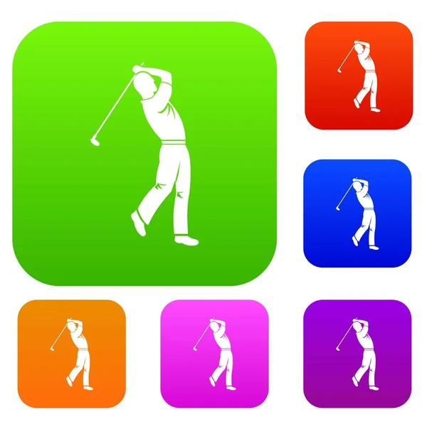 Golf oyuncu renk koleksiyonu ayarla — Stok Vektör