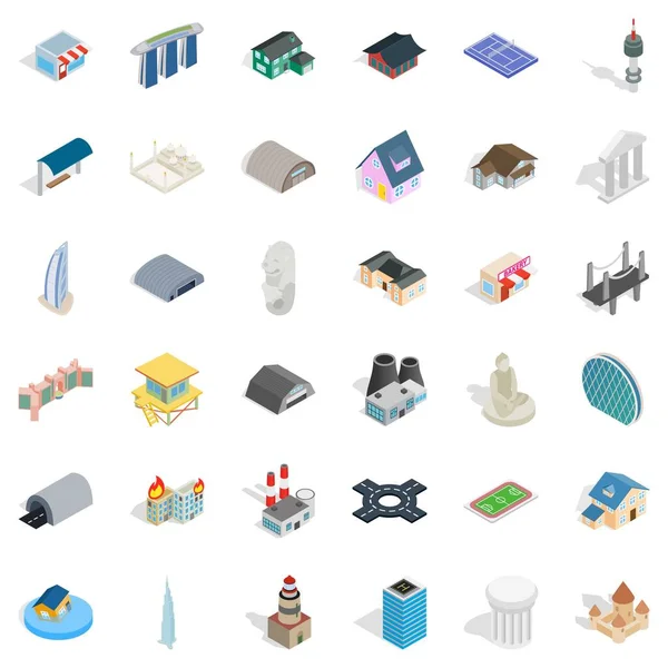 Assembly icons set, isometric style — Stock Vector