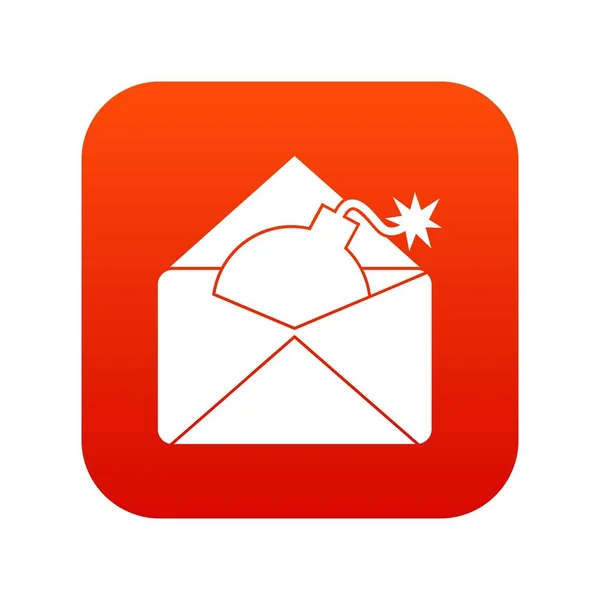 Enveloppe avec icône de la bombe numérique rouge — Image vectorielle