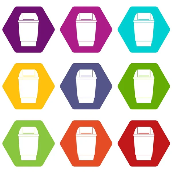 Renk altı yüzlü Flip kapak kutusu simgesini ayarla — Stok Vektör