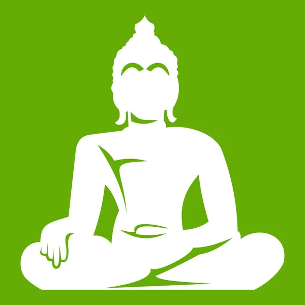 Standbeeld van Boeddha zittend in lotus pose pictogram groen — Stockvector
