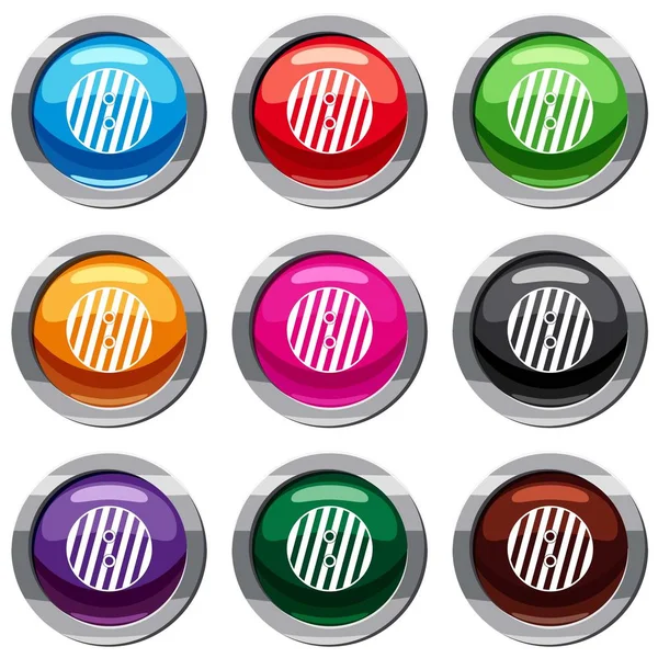 Striped sewing button set 9 collection — Stock Vector