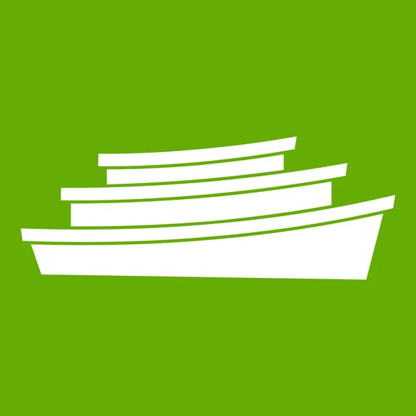 木製のボート アイコン緑 — ストックベクタ