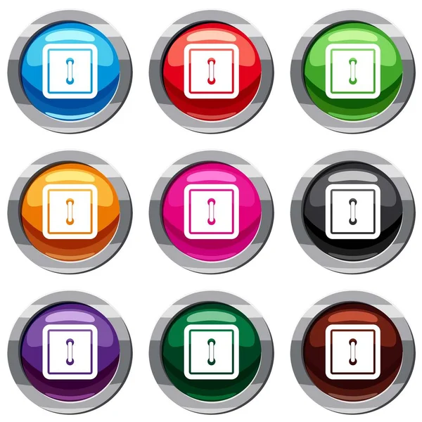 Sewn square button set 9 collection — Stock Vector