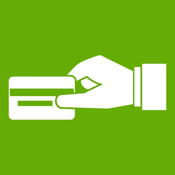 Hand met een creditcard pictogram groen — Stockvector