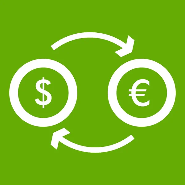 Euro dollar icône de change euro vert — Image vectorielle