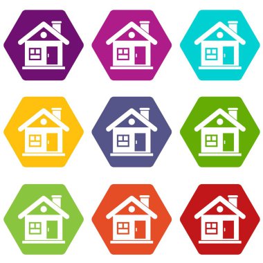 Renk altı yüzlü House Icon set