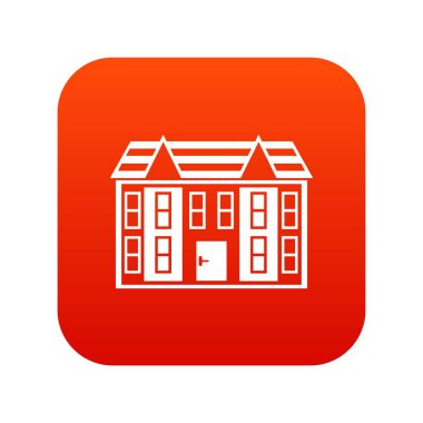 Büyük iki katlı ev simgesini dijital kırmızı