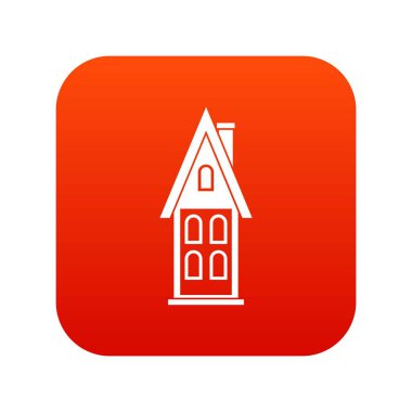 İki katlı ev tavan simgesi dijital kırmızı