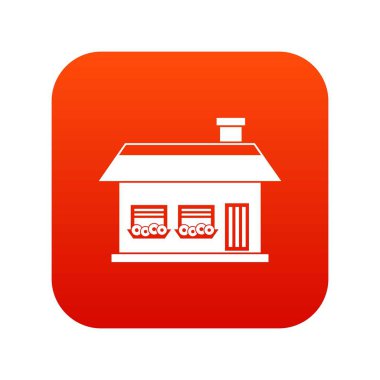 İki windows simge dijital kırmızı olan tek katlı ev