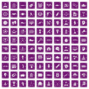 100 zafer simgeler grunge mor ayarla