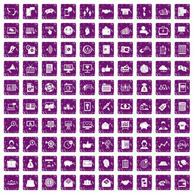 100 viral pazarlama simgeler grunge mor ayarla