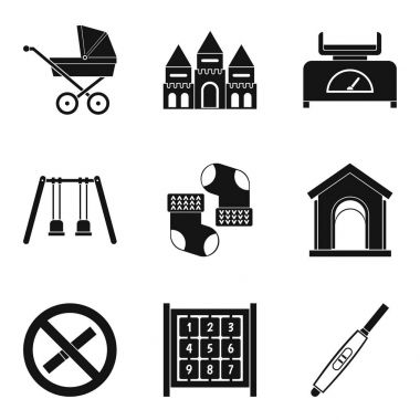 Çocuk Icons set, basit tarzı ile yürümek