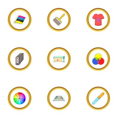 Basım endüstrisi Icons set baskı, karikatür tarzı