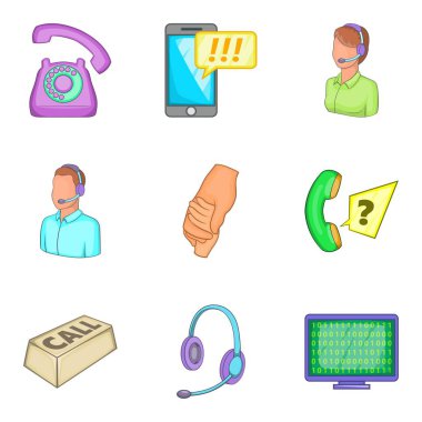 İş destek simgeler ayarla, tarzı çizgi film