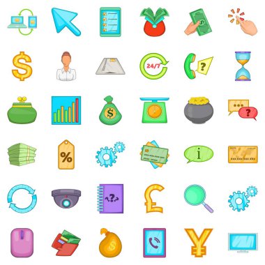 Kredi kartı Icons set, karikatür tarzı