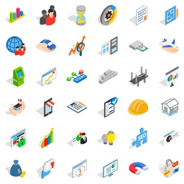 Finans Icons set, izometrik stili