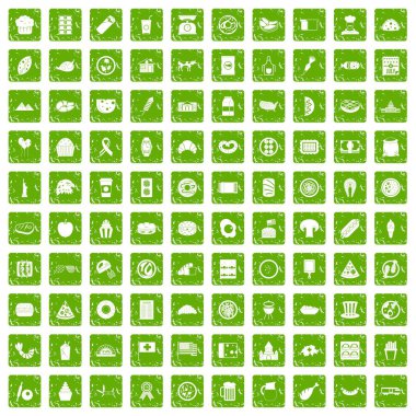 100 sandviç simgeler grunge yeşil ayarla