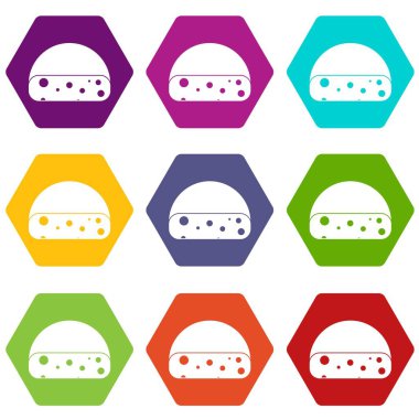 Renk altı yüzlü Hollanda peynir Icon set