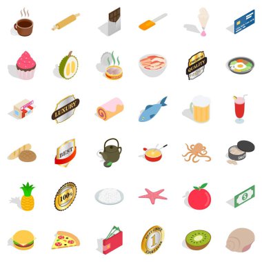 Çikolata simgeleri ayarlandı, izometrik biçim