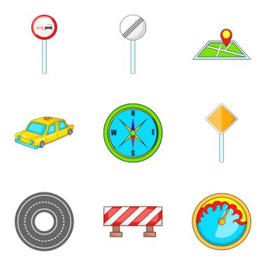 Gezinti işareti Icons set, karikatür tarzı