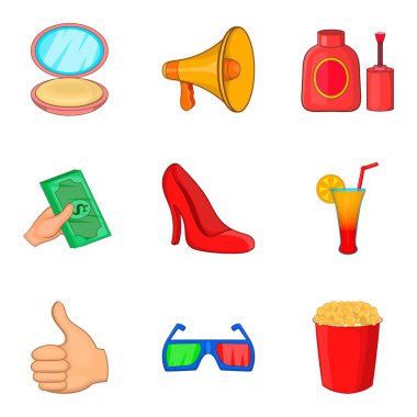 Icons set catering, karikatür tarzı