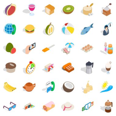 Meyve Icons set, izometrik stili
