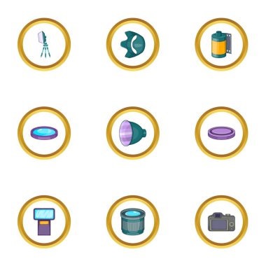 Fotoğraf stüdyosu Icons set, karikatür tarzı