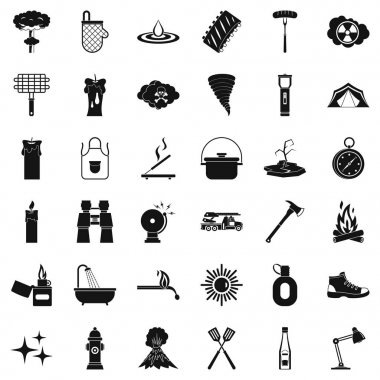 Yangın Icons set, simle stili