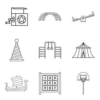 Teknik oyuncak Icons set, anahat stili