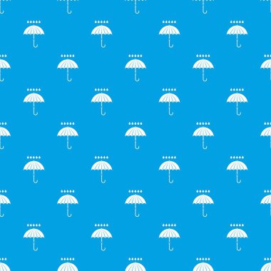 Kesintisiz mavi şemsiye ve yağmur damla desen