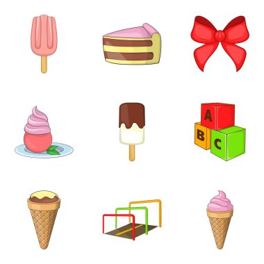 Icons set, karikatür tarzı yavru