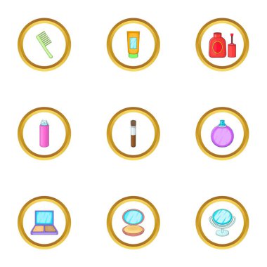 Kozmetik Icons set, karikatür tarzı