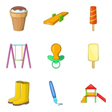 Sokak köpeği Icons set, karikatür tarzı