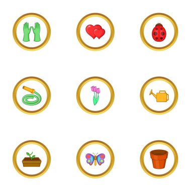 Bahçe ekipmanları Icons set, karikatür tarzı