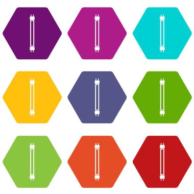 Renk altı yüzlü floresan lamba Icon set