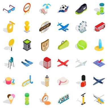 Helikopter Icons set, izometrik stili