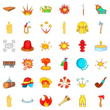 İtfaiyeci Icons set, karikatür tarzı