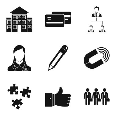 Şirket üretici Icons set, basit tarzı